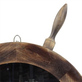 30" Nautical Black Antique Rustic Vintage Burned Mirror Ship Wheel - Captain's Pirate - Nagina International