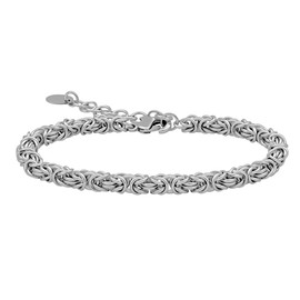 QUEENOU 925 Sterling Silver Bracelets for Women/Men, Byzantine Design Bangles Jewelry, Trendy Waterproof Adjustable Dainty Minimalist Fashion Silver Bracelet, Multiple Specifications