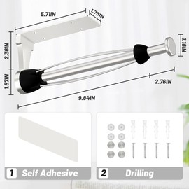 VEHHE Kitchen Roll Holder, One-handed Tearing Paper Towel Holder Under Cabinet with Damping System, Stainless Steel Kitchen Towel Holders for Kitchen Bathroom (Silver)