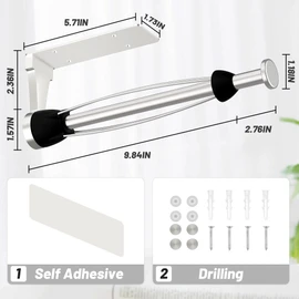 VEHHE Kitchen Roll Holder, One-handed Tearing Paper Towel Holder Under Cabinet with Damping System, Stainless Steel Kitchen Towel Holders for Kitchen Bathroom (Silver)