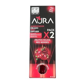 Aura Aromatizante/ambientador Mikado Varillas 2 refill de 30ml c/u (Frutos rojos)