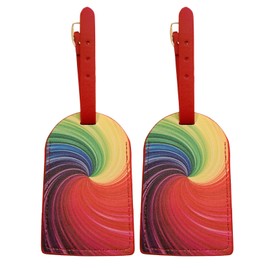 Luggage Labels for Suitcases Bright, 2 Pack Leather Suitcase Tags, Easy Identifier Cruise and Travel Tags for Luggage, Travel Bag Tags Leather Luggage Tags for Suitcases, Waterproof, Rainbow Swirl (2)