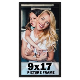 CountryArtHouse 9x17 Frame Black Solid Pine Wood Picture Frame Includes UV Acrylic Plexiglass, Acid Free Foam Backing Board and Hanging Hardware