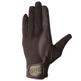 AK Summer Horse Riding Gloves in Soft Leather with Breathable Mesh, Solar Tech (Brown, L)