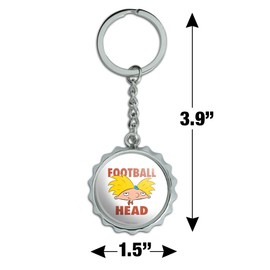 Hey Arnold! Football Head Keychain Chrome Plated Metal Pop Cap Bottle Opener