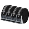 NRS 1" Heavy Duty Tie Down Strap 4 Pack-StealthBlack-12ft