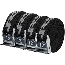 NRS 1" Heavy Duty Tie Down Strap 4 Pack-StealthBlack-12ft