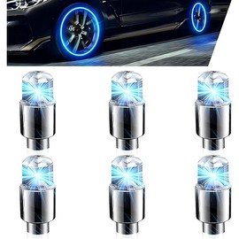 6 PCS LED Tire Valve Caps, Waterproof Wheel Tire Valve Lights, Wheel Rim Accent Lighting with Night Safety Mode & Style-Enhancing Glow Technology, Universal for Cars/Trucks/SUVs/Motorcycles (Blue)