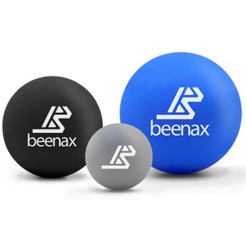 Beenax Lacrosse Massage Ball (Set of 3) - Trigger Point, Myofascial Release, Plantar Fasciitis, Deep Tissue, Yoga, Pilates, Rehab, Physio - Shoulders, Neck, Back, Foot, Body