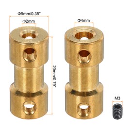 sourcing map 3mm to 4mm Bore Rigid Coupling 20mm Length 9mm Dia M3 Brass Shaft Coupler Connector for 3D Printers DIY Car Boat Copper Tone, with 4pcs Coupling, 16pcs Screws, 2pcs Wrench