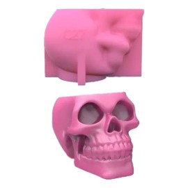 Molde De Resina Para Maceta Calavera Con Flor En Silicona