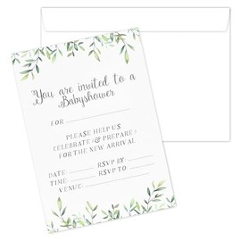 Manta Makes Baby Shower invitations, baby shower invite, baby shower invites pack of 20 + envelopes (Eucalyptus)