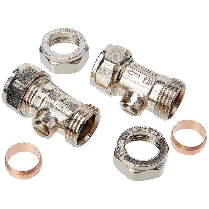 Plumb Pak Compression Isolator Valve 15mm Chrome - Pack of