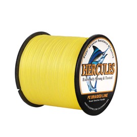 HERCULES Braided Fishing Line 300m 328yds 6lbs-100lbs Pe Superline 4 Strands (Yellow 90lb/40.8kg 0.50mm)