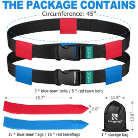 Flag Football Belts - 10 Sets of Adjustable Flag Football Set, Contains 30 Football Flags and Storage Bag, Perfect for Youth Adults and Children To Capture The Flag
