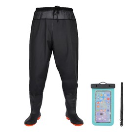 Fishing Waist Waders Nylon/PVC Waterproof Hunting Wader Pants with Boots, Waist Wader Bootfoot for Men and Women Black