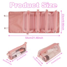 KASESSS Makeup Bag, Toiletry Bag, Detachable Wash Bag, Hangable Toiletry Bags for Women, Travel Toiletry Bag, Cosmetic Bags, Wash Bag Women with 4 Zipped Compartments, Portable Travel Makeup Bag