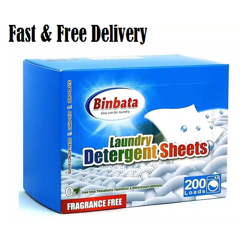 Binbata Laundry Detergent Sheets, 200 Loads Hypoallergenic Eco-Friendly