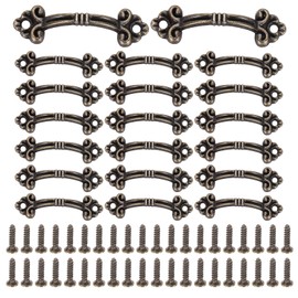 QACUU 12Pcs Mini Antique Bronze Cabinet Pulls, Vintage Decorative Drawer Handles for Boxes and Furniture, Suitable for Cupboards or Wardrobe Handles