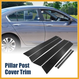Partuto 6pcs Door Window Pillar Post Protector Cover Trim for Honda Civic 8 2006-2011 Black Replacement