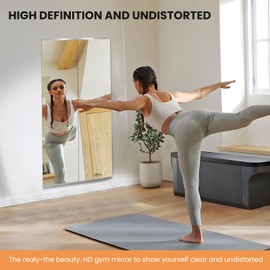 pertetey 3Pack 56X16 Inch Home Gym Mirror, Wall Mounted Large Frameless Tempered Glass Mirror, Idea for Gym, Yoga, Bedroom, Dance Studio, Living Room