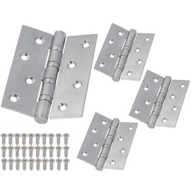 Neuhall 2 Pairs of Folding Hinges 100 mm (Pack of 4) Stainless Steel V2A for Doors Wooden Door Cabinet Door Table Door Hinges Indoor and Outdoor Piano Band Furniture Hinges Including Screws