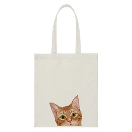 WIRESTER Reusable Canvas Tote Bag for Women Girls, Beach Bag, Grocery Shopping Bag, Shoulder Bag, Travel Tote Bag - Orange Tabby Kitten Cat