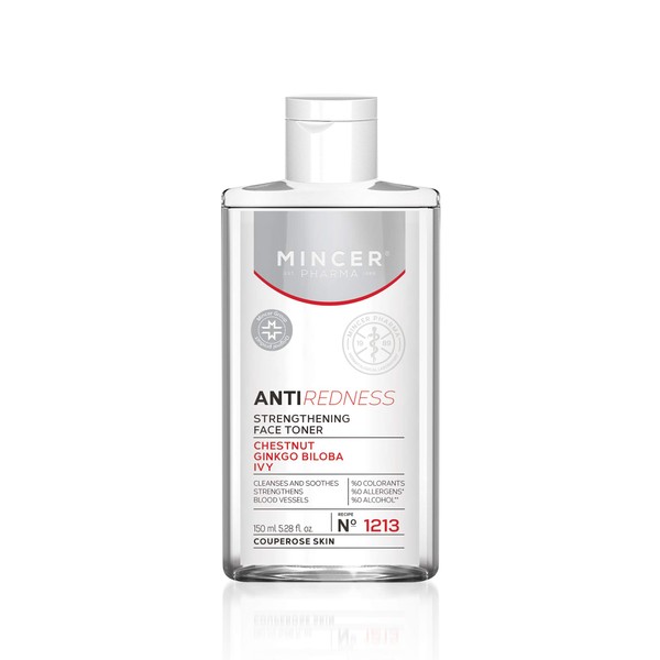Mincer Pharma Anti Redness Soothing Cleansing Strengthening Blood Vessels Facial Toner for Couperose Skin with Chestnut, Ginkgo Biloba and Ivy 150 ml