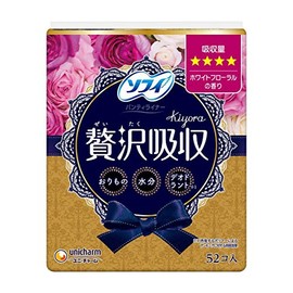 Sofy Kiyora Luxury Absorption White Floral Slightly More 52 Sheets (Sheets, Mild Urinary Incontinence Sheet), Sofy Kiyora Luxury Absorption, White Floral, Little, 52 Sheets