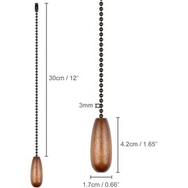 Vinaco Wooden Ceiling Fan Pull Chain Set, Decorative Fan Pull Chain Extension with Pendant, 13 Inches Pull Chains for Fan and Light with 3MM Ball Bead Chain, 4 Pack Fan Light Pull Chain Extension
