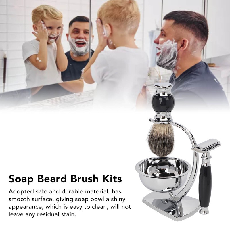 4 in 1 Soap Beard Brush Kits Brush Bowl Holder