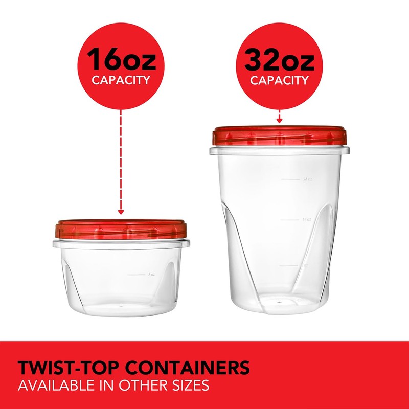 Stock Your Home 32oz Plastic Containers with Red Twist Top