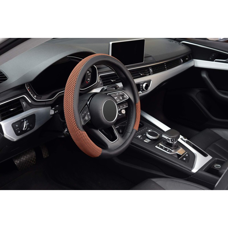 KAFEEK Steering Wheel Cover, Universal 15 inch, Microfiber Leather Viscose,