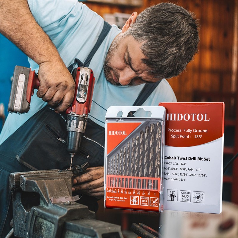 HIDOTOL 13 PCS Cobalt Drill Bit Set M35 HSS Twist
