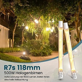 Luxvista Luxvista 500W R7s 118mm Linear Halogen Bulb, J118 Dimmable Slim Halogen 11000lm Warm White? 2800K for floor lamps, ceiling lights, 5 pack