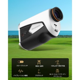 Wosports Golf Distance Meter, Golf Equipment, Surveyor, Measuring Instrument, High Speed Measurement, Up to 1,500yd, 7x Optical Telephoto, High Low Difference Correction, Slope Correction, Pin Lock