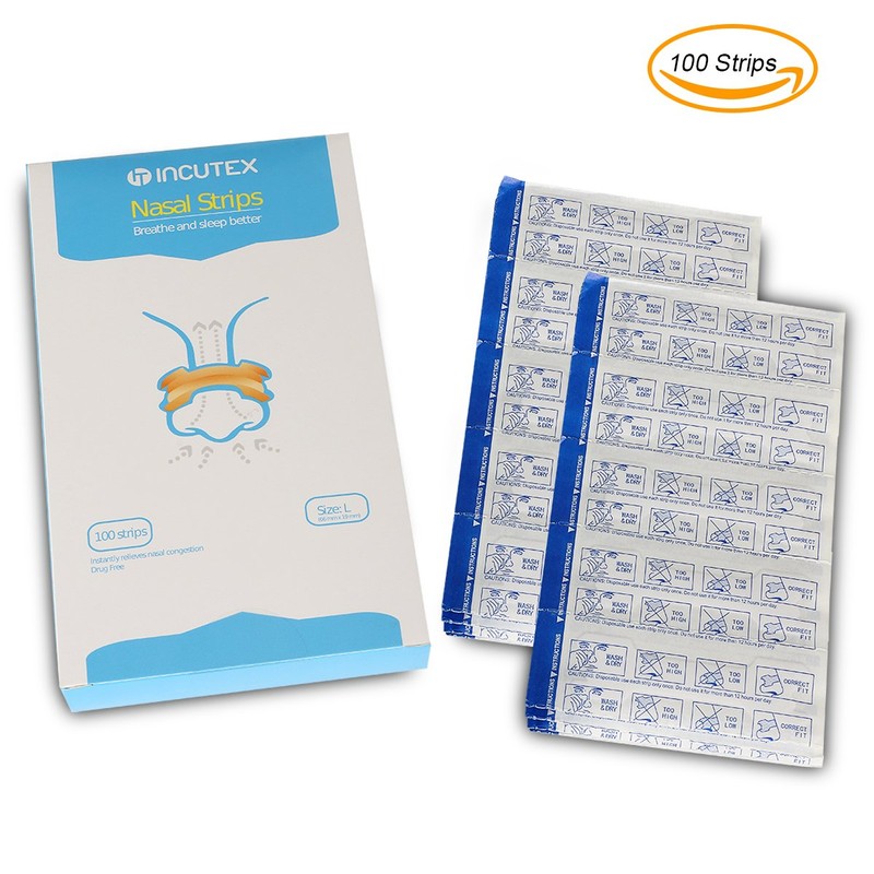 Incutex 100 Stück Nasenpflaster gegen Schnarchen Nasenstrips Schnarchstoppper, Größe L