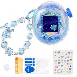 Kurasage Tamagotchi Paradise Protective Case with Beaded Strap, Communication Compatible, Yumekawa Mass Production Type, Sparkle, Glitter Included, Clear, PC Material, Shockproof, Anti-lost LCD