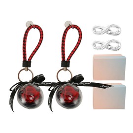 2PCS Immortal Flower Keychain Romantic Preserved Flower Keyring Red Rose Keychain Pendant for DIY Car Home Decoration