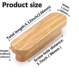 SYZOW Pack of 6 Wooden Cabinet Handles, Wooden Handles for Cupboards, Hole Spacing 96 mm, for Kitchen Furniture Drawers and Wooden Handles Chest of Drawers (Oak Wood)