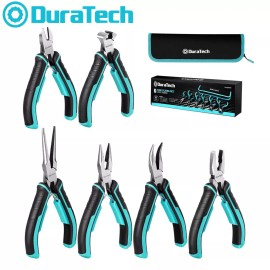 DURATECH 6PC Mini Pliers Bent Nose Diagonal Long Nose Needle Nose Jewelry Pliers