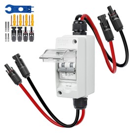 WSPIHO PV Circuit Breaker 2-Pin for PV System, IP65 Waterproof Housing Distribution Boxes, DC Isolator Switch, Circuit Breaker with Photovoltaic Cable (20A DC500V)