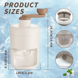 Shyllin Portable Premium Slush Machine, Slushy Maker and Slush Ice Machine, Ice Crusher with Manual Crank, Ideal for Crushed Ice, Slushie and Snow Cone BPA Free (White)
