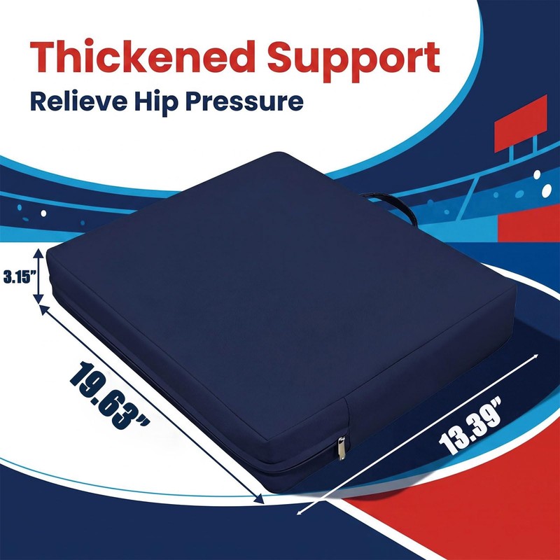 2Pcs Stadium Seat Cushions, Extra Thick 3.15" High-Density Foam Bleacher