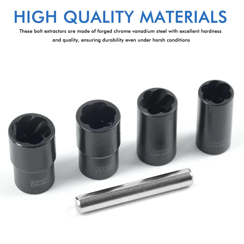 Screw Extractor Set: WIYETY 5-Piece Nut Remover Set, Spiral Profile