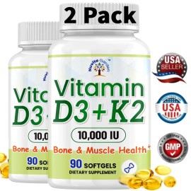NuvitaGarden Vitamin D3 K2 Supplement, 1000 IU Vitamin D3 Plus 200 mcg of Vitamin K for Heart