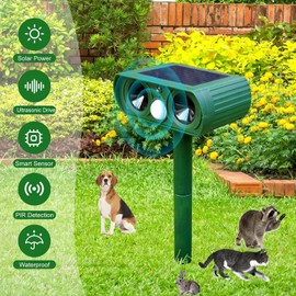 Solar Ultrasonic Animal Repeller, 2024 Dog Cat Repellent Outdoor,Deer Repellent for Raccoon, Fox, Deer, Skunk,Squirrel, Rabbit, etc K510
