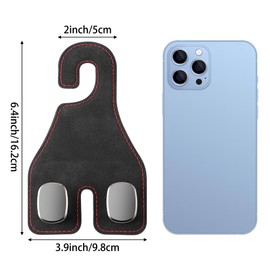 GQIRIL Car Seat Headrest Hook - 4PCS Seat Back Storage Organizer Leather, Universal Multifunctional Vehicle Hanger Holder Organization Accessories with Double Hook for Purse Handbag Cloth (Black)