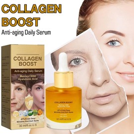 3PCS Collagen Boost - Collagen Serum For Face Serum, Hyperpigmentation Treatment, Serum Face With Collagen, Organic Aloe Vera, Vitamin C, No Greasy, Lighten Dark Spots,Anti Aging & Wrinkle