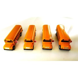 School Bus 4pc Yellow school bus 5 inch Die cast pull back metal Toy 5"